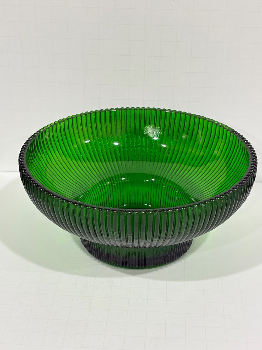 MCM Hoosier Glass Indiana Florist Dark Green Ribbed